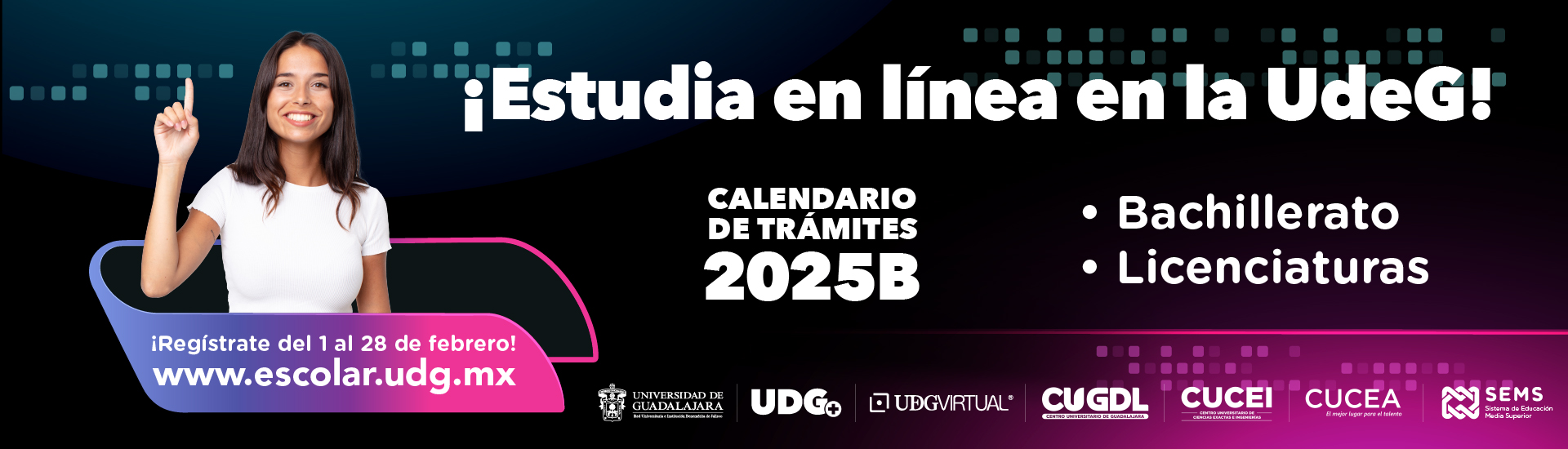 Estudia en línea en la UdeG, el bachillerato o una licenciatura. Registro del 1 al 28 de febrero en escolar.udg.mx