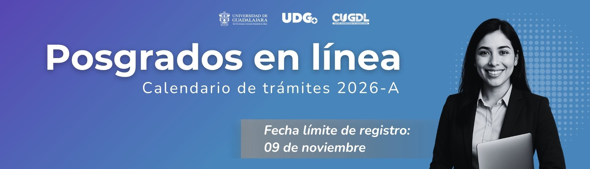 Banner con texto Posgrados en línea 2026-A
